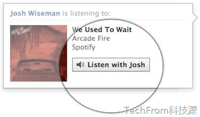 Facebook推社交音乐服务Listen With功能,可加入好友边听音乐边聊天