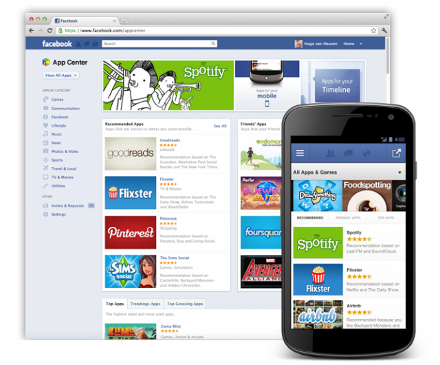 Facebook推应用中心“App Center” 构建第三方应用平台